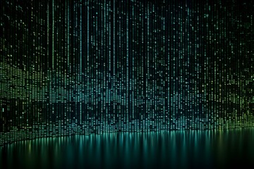 Futuristic data technology background. with neon lights and glowing orbs