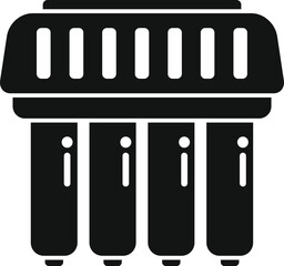 Simplified icon illustration of a black trash bin suitable for web and print