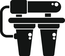 Iconic representation of a double water filtration system in black and white