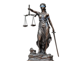  A statue of Lady Justice cut out transparent isolated on white background PNG file artwork graphic design.