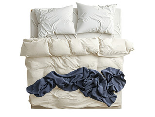 bed top view cut out transparent isolated on white background PNG file artwork graphic design.