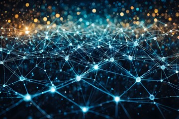 Obraz premium Futuristic data technology background. with neon lights and glowing orbs