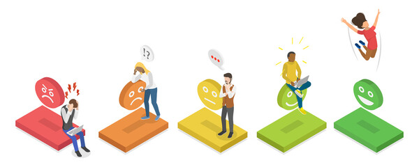 3D Isometric Flat  Set of Mood Scenes, Client Review