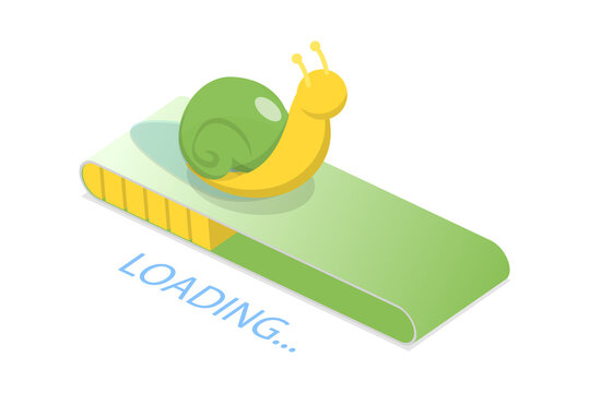 3D Isometric Flat  Illustration of Slow Internet, Network Problems