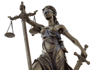  A statue of Lady Justice cut out transparent isolated on white background PNG file artwork graphic design.