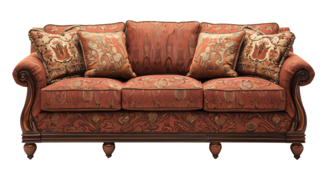 Sofa home interior design cut out transparent isolated on white background PNG file artwork graphic design.