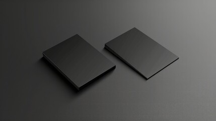 Two black blank business cards for mock up, 3d rendering 