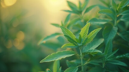 Obraz premium Vibrant herbal plants growing, aesthetic display, ample copy space, colors and legal medicine theme 8K , high-resolution, ultra HD,up32K HD