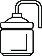 Obraz premium Vector illustration of a simple line drawing of a reusable water bottle with a carabiner