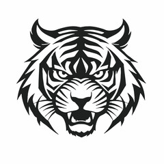 Vector tiger head, face for retro logos, emblems, badges, labels template and t-shirt vintage design element. Isolated on white background