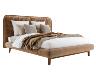 Bed angles view home interior design cut out transparent isolated on white background PNG file artwork graphic design.