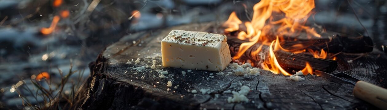 Horse milk cheese, rare and tangy, served on a Kazakh nomadic trail