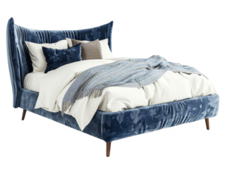 Bed angles view home interior design cut out transparent isolated on white background PNG file artwork graphic design.