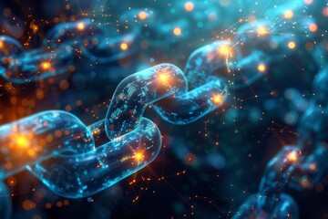 Blockchain technology illustration created with generative ai