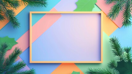Romantic photo frame, colorful festive background, ample copy space, no people, minimal luxury design