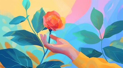 Romantic photo frame, colorful festive background, ample copy space, no people, minimal luxury design