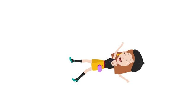 beautiful cute cartoon fashion girl with wallow reaction 2d animation and background, animated cartoon character lady wallow, women, beauty 4k