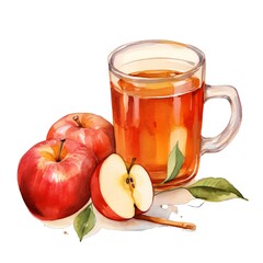 Cute watercolor apple cider fall autumn, illustration