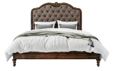 Bed home interior design cut out transparent isolated on white background PNG file artwork graphic design.
