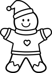 Gingerbread man cookie line icon vector.
Simple line gingerbread man vector.