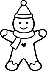 Gingerbread man cookie line icon vector.
Simple line gingerbread man vector.