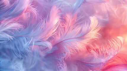 Abstract feather rainbow patchwork background. Closeup image.Generative AI