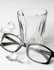 broken glasses on a white background. AI generated