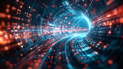 Obraz premium Abstract futuristic wallpaper with glowing blue and green circles in motion
