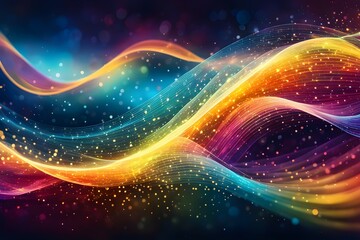 Obraz premium Curve representing technology and data wave form background, with glowing edges surrounded