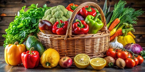 Fresh vegetables in basket ,Healthy food concept.