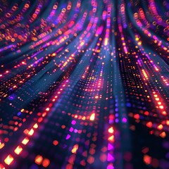 Fototapeta premium Binary matrix in AI theme side view illustrating machine learning models digital tone Tetradic color scheme