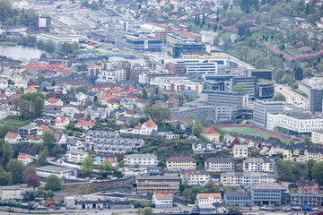 View over parts of Bergen city from the mountain Ulriken  