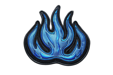 Blue flame graphic emblem on transparent background. Ideal for logos, decorations, patches, or digital designs. Vibrant and high-quality vector art.