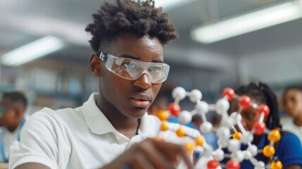 A Student with a Molecular Model