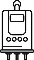 Black and white line art vector icon of a contemporary water heating appliance