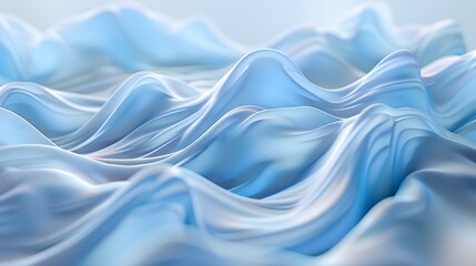 Obraz premium Abstract photographic style of wave-shape background, silk texture, harmonious blend blue and white. The waves gently flowing across the canvas. Created Using, vibrant color palette, soft lighting