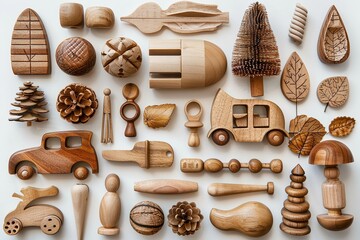 Kindly wooden toys for children that promote sustainable development. Generative Ai