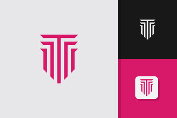 t shield logo design vector template