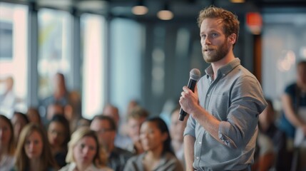 Man Speaking at Conference Event