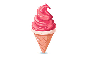 Illustration of a delicious pink ice cream cone with a waffle base. Perfect for summer themes, food blogs, or dessert illustrations.