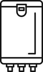 Black and white outline drawing of a residential water heater