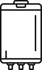 Black and white line art illustration of a travel suitcase icon, suitable for web and print