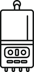 Black and white line art of a gas water heater, suitable for manuals or infographics