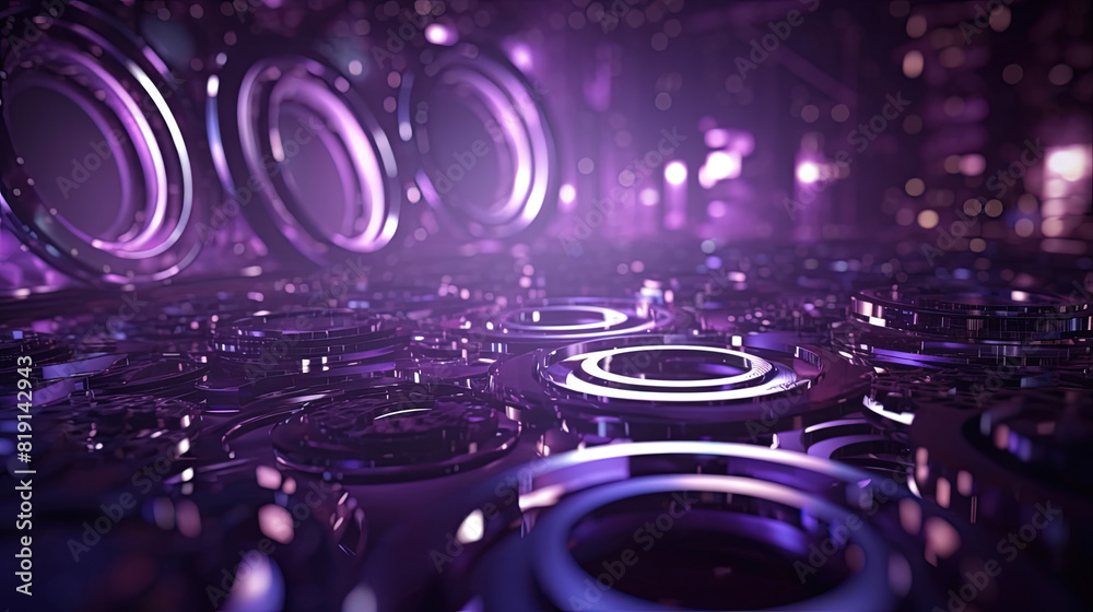 Aufkleber Technology abstract background with hud styled round interface elements in neon tech light.
