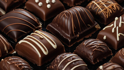 Chocolate bar, candy sweet, cacao beans and powder on wooden background
