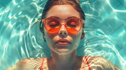 Naklejka premium Sexy woman wearing a bikini playing in the water