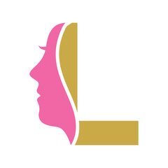 Initial Beauty Logo combine with letter L vector template