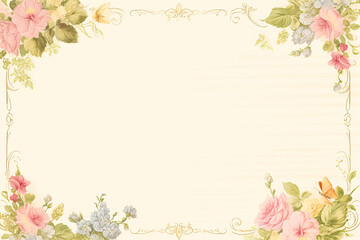 Naklejka premium Blank vintage floral paper background for printable digital paper, art stationery and greeting card illustration idea