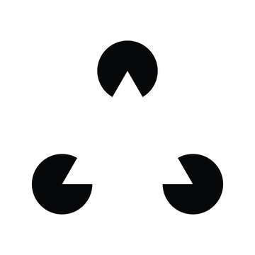 Gestalt triangle Geometric figures example Illusion illustration, negative space triangle