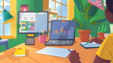 Fototapeta premium Financial Officer analyzing financial data and preparing financial reports